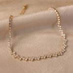 Thin Minimalist Chain Link Bracelet CZ Yellow Gold Plated - Image 7