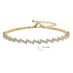 Thin Minimalist Chain Link Bracelet CZ Yellow Gold Plated - Image 5