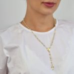 Dainty White Pearl Virgin Mary Crucifix Rosary Necklace Gold - Image 3