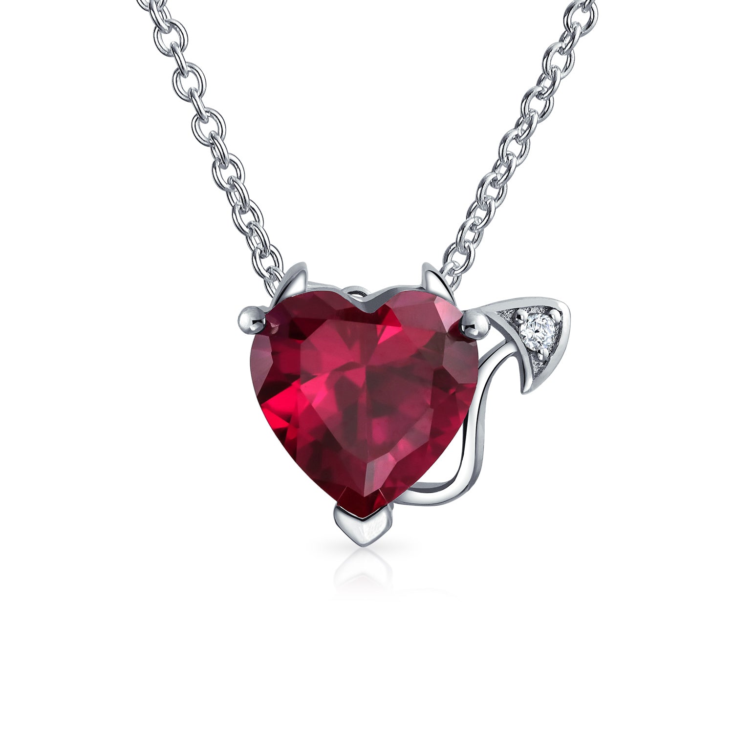 devil-heart-silver-necklace_st-sc0502-az_1 Romantic Ruby Red Devil Heart Pendant Necklace in Rose Gold Plated Silver - Image 1
