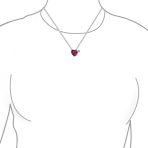 Romantic Ruby Red Devil Heart Pendant Necklace in Rose Gold Plated Silver - Image 9