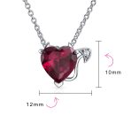Whimsical Cubic Zirconia Ruby Red CZ Devil Heart Stud Earring Pendant Jewelry Set Sterling Silver - Image 10