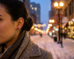 Valentine Red CZ Devil Heart Stud Earrings in Rose Gold Sterling Silver - Image 6