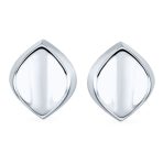 Modern Oval Concave Clip On Earrings .925 Sterling Silver Non Pierced Ears - Image 2