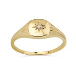 North Star Design Diamond Chip 14K Gold Pinky Ring