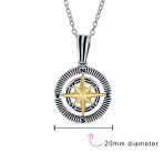 Unisex Viking Compass Pendant Necklace Two-Tone Sterling Silver with Chain - Image 4