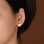 Classic Set of 2 Square Shaped CZ Cubic Zirconia Stud Earrings Gold Plated Sterling Silver - Image 7