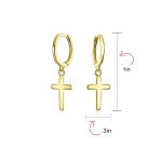 Tiny Religious Cross Dangling Huggies Earrings Sterling Silver Leverback - Image 12