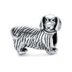 Set of 2 Oxidized Silver Dachshund Dog Black Paw Print Charm Bead Pet Lover - Image 5