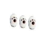 Set of 3 Pet Paw Print Murano Glass Charm Bead Silver for European Bracelet