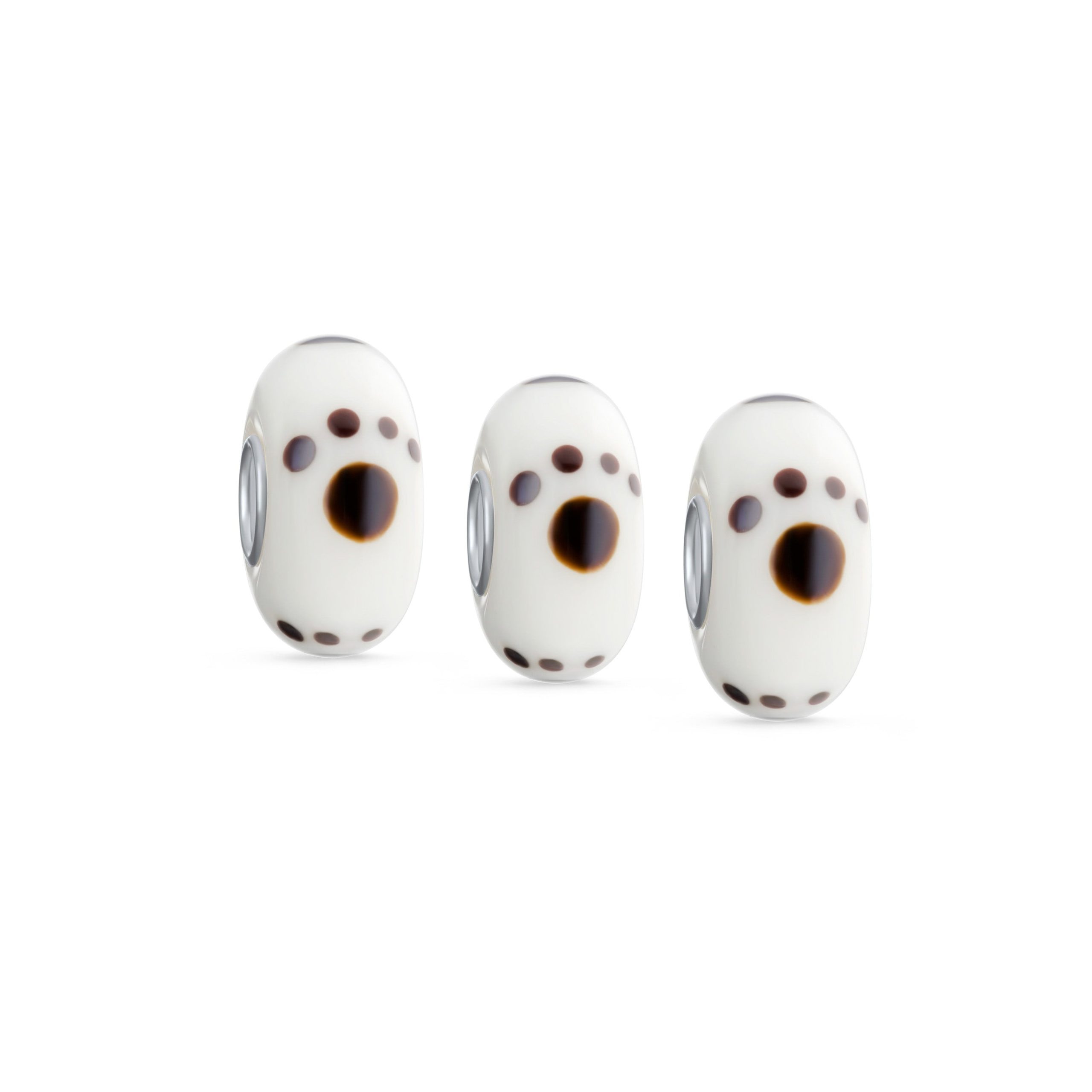 dog-cat-paw-charm-bead-pbx-dtx1034-set-az Set of 3 Pet Paw Print Murano Glass Charm Bead Silver for European Bracelet - Image 1