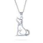 BFF Best Friend CZ Accent Puppy Dog Pendant Necklace Silver - Image 2