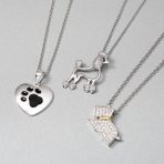 Animal Lover Pink CZ Pet Dog Elegant Poodle Pendant Necklace .925 Sterling Silver - Image 14