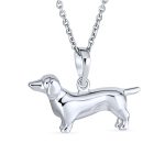 BFF Dachshund Puppy Pendant Necklace in Silver 18 Inch Chain