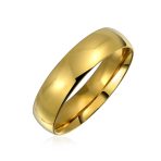 Plain Simple Dome Ring Wedding Band Gold Plated Silver Tone Stainless Steel 5MM - Image 2