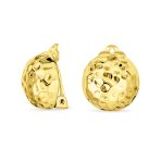 Hammered Textured Ball Button Clip On Earrings Gold Plated Silver NON-Pierced Ears - Image 2