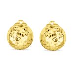 Hammered Textured Ball Button Clip On Earrings Gold Plated Silver NON-Pierced Ears - Image 4