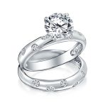 Etoile 2CTW Solitaire CZ Engagement Wedding Band Ring Set