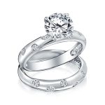 Etoile 2CTW Solitaire CZ Engagement Wedding Band Ring Set