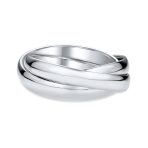 Simple Dome Russian Triple Rolling Wedding Band .925 Sterling Silver