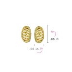 Grooved Twist Hoop Two Tone Dome Clip On Earrings Gold - Image 8