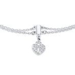 Romantic Double Chain CZ Heart Anklet Ankle Bracelet Sterling Silver - Image 3