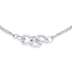 Double Chain Love Interlocking Anklet Ankle Bracelet Sterling Silver 9-10 Inch - Image 3