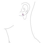 Double Piercings Chain Ear Cuff Cartilage Earlobe Stud Pink CZ Butterfly Earrings Sterling Silver - Image 3