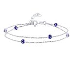 Protection Amulet Evil Eye Anklet Ankle Bracelet Aqua Blue Sterling Silver - Image 3