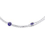 Protection Amulet Evil Eye Anklet Ankle Bracelet Aqua Blue Sterling Silver - Image 9