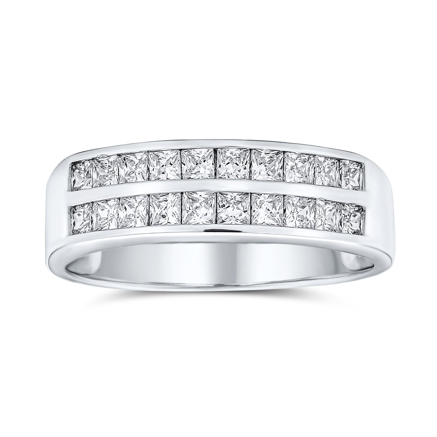 double-row-cz-ring-wedding-band_y112-r-rs-cl_20_2 Two Row Channel Set Princess Cut CZ Anniversary Band Ring Sterling Silver - Image 1