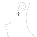 Classic Gemstone Dangle Earrings Black Onyx & Green Jade in 14K Gold Overlay - Image 11