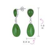 Classic Gemstone Dangle Earrings Black Onyx & Green Jade in 14K Gold Overlay - Image 15