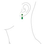 Classic Gemstone Dangle Earrings Black Onyx & Green Jade in 14K Gold Overlay - Image 9