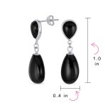 Classic Gemstone Dangle Earrings Black Onyx & Green Jade in 14K Gold Overlay - Image 16