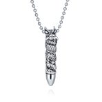 Biker Goth Viking Dragon Bullet Pendant Necklace Stainless