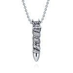 Biker Goth Viking Dragon Bullet Pendant Necklace Stainless