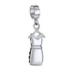 Fashion Crystal Black Dress Dangle Charm Bead Sterling Silver for Bracelet - Image 3