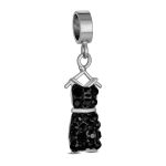 Fashion Crystal Black Dress Dangle Charm Bead Sterling Silver for Bracelet