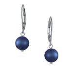 Classic Black White Pink Pearl Drop Ball Earrings Sterling Silver Leverback - Image 5