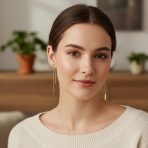 Minimalist Geometric Dangle Earrings 14K Gold Plated  Sterling Silver - Image 3