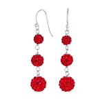 Multi Color Crystal Pave Disco Balls Dangle Earrings in Sterling Silver - Image 2
