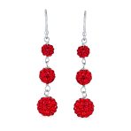 Multi Color Crystal Pave Disco Balls Dangle Earrings in Sterling Silver - Image 5