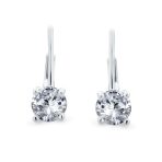 Classic Round 1CT CZ Solitaire Drop Stud Earrings .925 Sterling Silver Leverback - Image 9