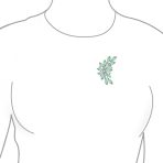 Fashion Aqua Green Marquise Crystal Large Leaf Scarf Brooch Pin Silver Plated Brass - Image 5