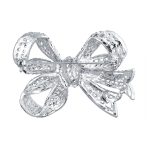 Set of 2 Victorian Style Crystal Filigree Ribbon Brooch Pin Rose Gold Plated - Image 5