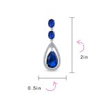 Cocktail Bridal Cubic Zirconia Halo Big Statement Green Teardrop CZ Chandelier Earrings Silver Plated - Image 15