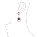 Cocktail Cubic Zirconia Double Halo Large Purple Amethyst Teardrop CZ Chandelier Earrings - Image 17