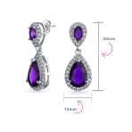 Cubic Zirconia Pave CZ Halo Pear Shaped Teardrop Dangle Statement Earrings - Image 13