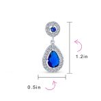 Classic Cocktail Cubic Zirconia Halo Red Teardrop CZ Drop Earrings Silver Plated - Image 10